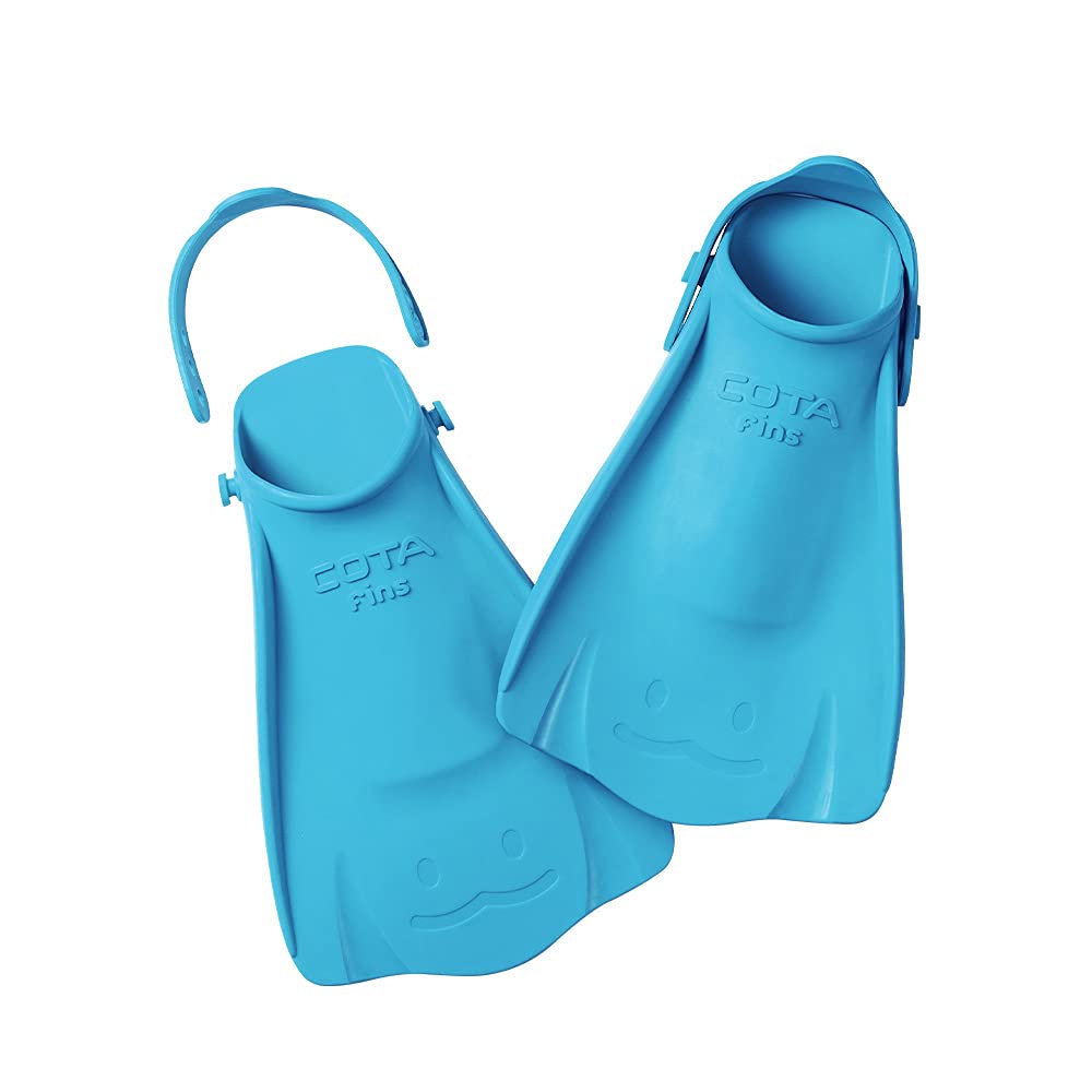 COTA Kids Swimming Fins for Children Aged from 5 to 8 Years Old with Swim Travel Play and Snorkeling Small Sizes Fins for Beginners Adjustable Strap Soft Short Blade Fins with for 6-8.5 inch