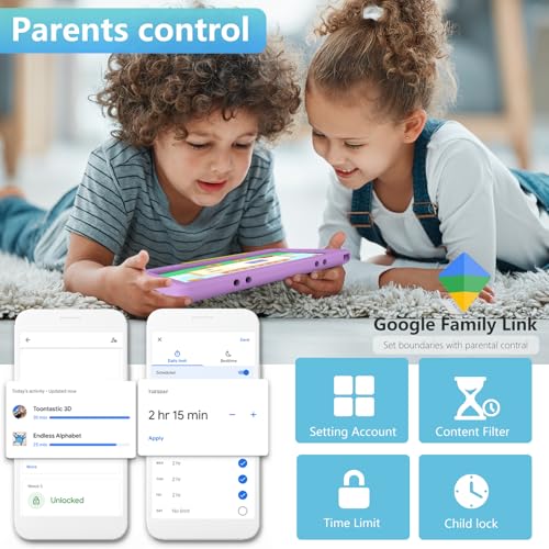 Image of Tablet for Kids 10.1 inch Android 14, 8GB+64GB(TF 1TB) 6000mAh Kids Tablet WiFi6 Parental Control,Face Unlock, 1280 * 800 HD Screen (Purple)