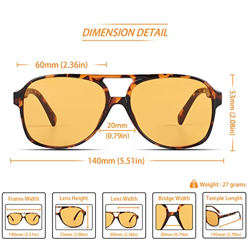 Image of Freckles Mark Vintage Retro 70s Sunglasses for Women Men Classic Large Square Aviator Trendy Glasses