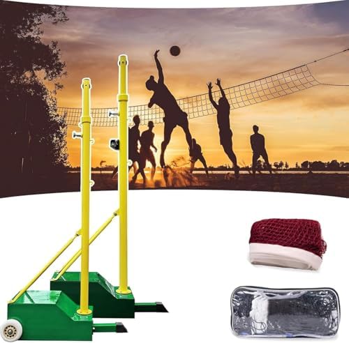 Adjustable Volleyball Poles with Net for Indoor & Outdoor Use, 5ft-6.8ft Height, Perfect for Backyard, Schools, Gyms - Easy Setup Volleyball Equipment