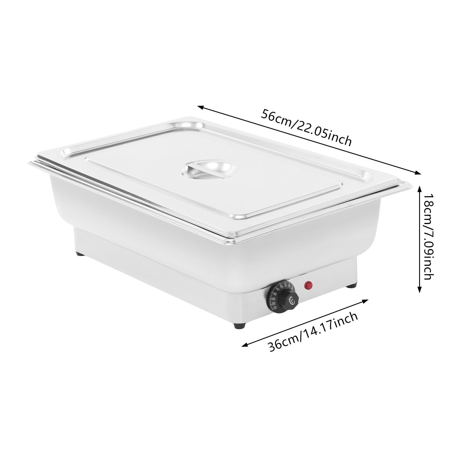 Chafing Dish elettrico in acciaio inox, 9 litri, scaldavivande fino a 85 °C, scaldabagno elettrico per buffet catering party