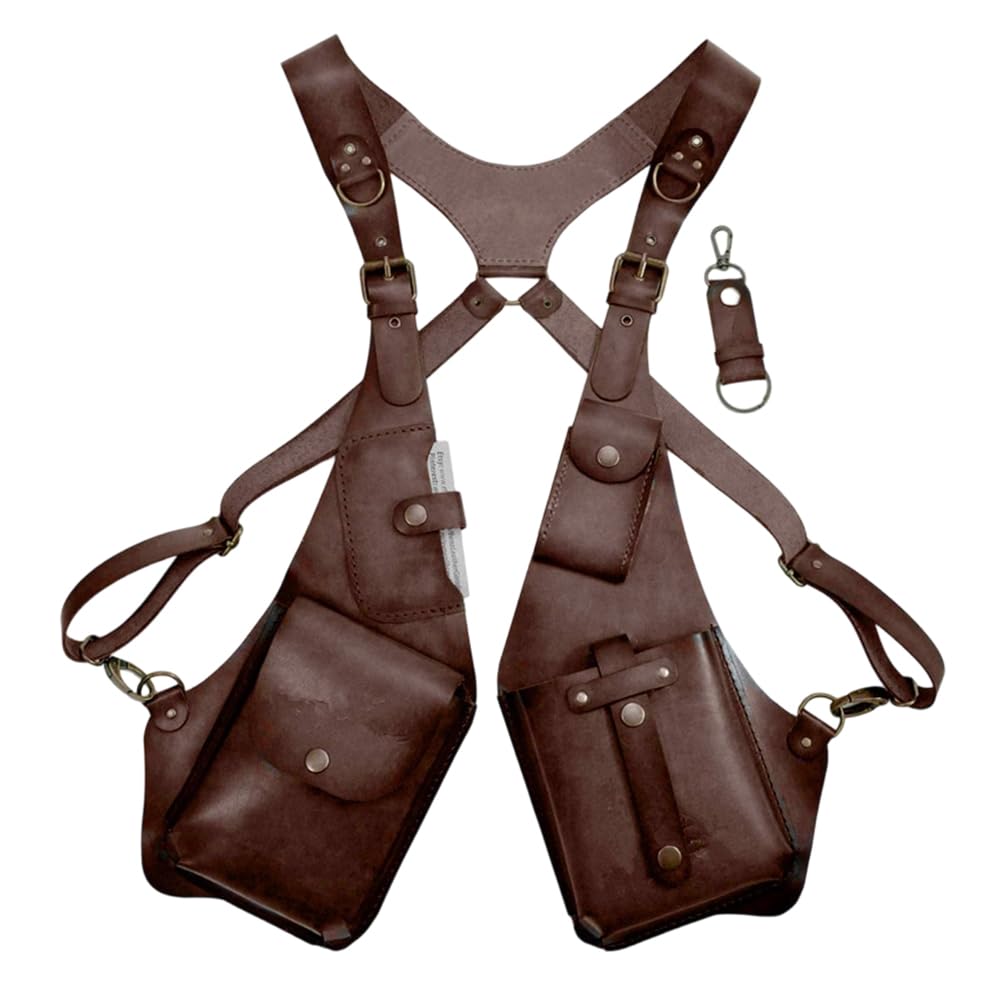 Premium Leather Adjustable Underarm Shoulder Bag with Anti-Pickpocket Harness for Men and Women Double Shoulder Armpit Bag