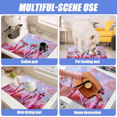 Spring Summer Flamingo Dish Drying Mat for Kitchen Counter Drying Pad Absorbent Reversible Dish Drainer Rack Mats Draining Pad 18"x24"Inch by mountanlly - Image 7