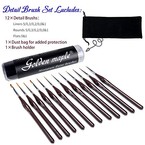 Fijne Detail Borstels met driehoekige handgrepen, 12 Miniatuur Borstel voor Fijne Detailing & Art Schilderen, Acryl… - Image 4