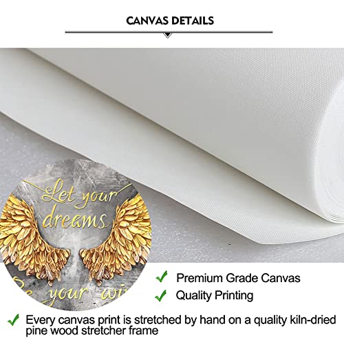 Angel Wings Canvas Wall Art Contemporary Art Painting Canvas Prints Wall Decor Contemporary Gold And Grey Artwork Framed Gallery Wrapped Ready To Hang 20X40Inch #TOP6
