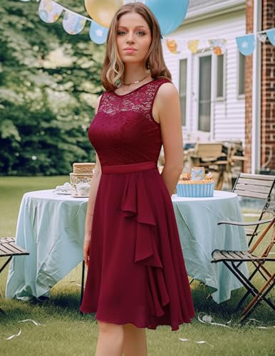 Image of BeryLove Womens Boat Neck A Line Sleeveless Lace Formal Homecoming Dress