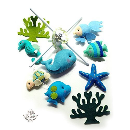 Oceanography, Whale and Under the Sea Fish | Handmade Nursery Decor Mobile