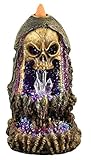 Fantasy Gifts Geode Skull Back Flow Incense Burner w/LED - 6.5"