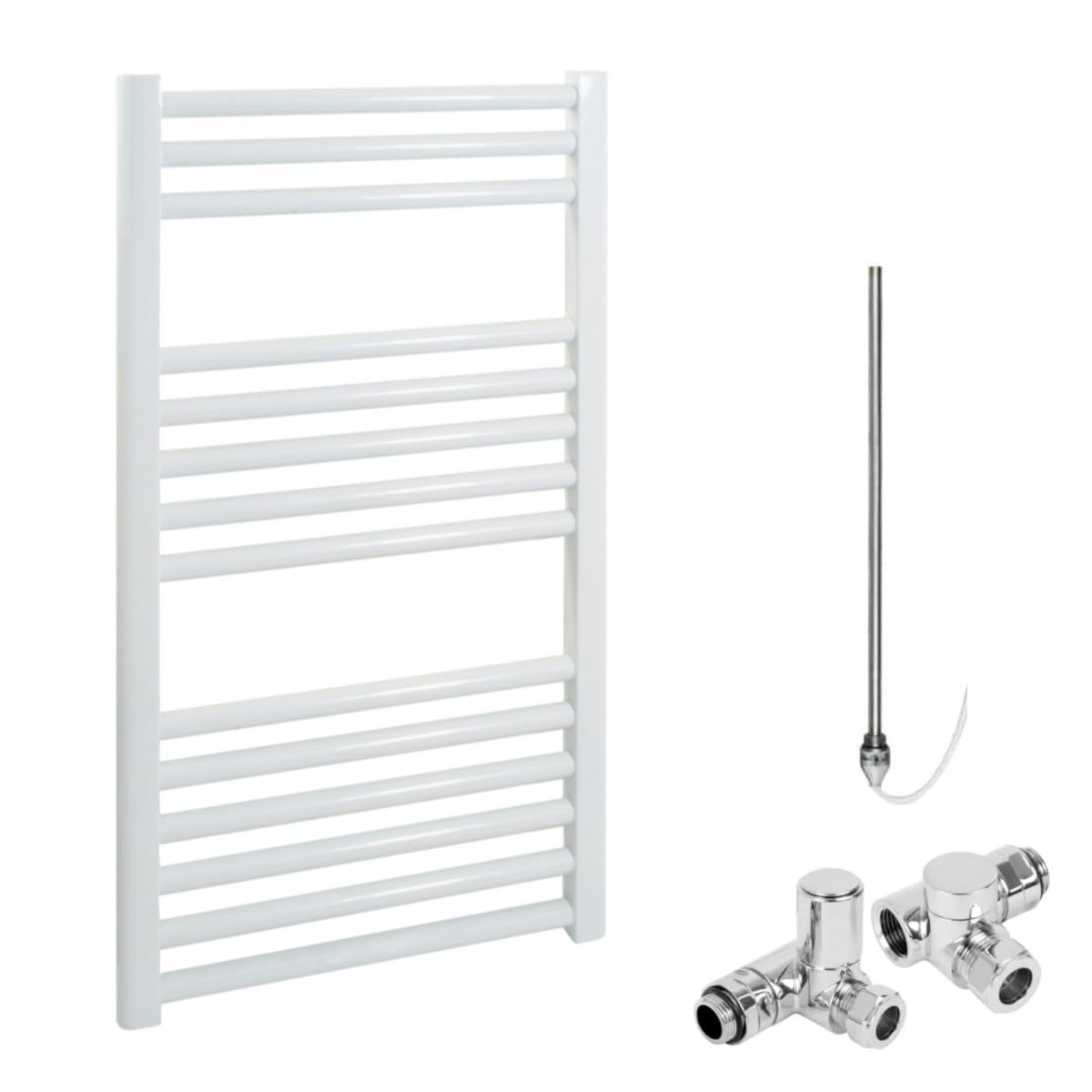 (50Cm, 80Cm) Bray Straight Or Flat Heated Towel Rail / Warmer, White - Dual Fuel, Electric 5056046207021