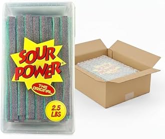 Sour Power Premium Watermelon Candy Belts – The Original Sour Candy Since 1985 – 2.5 lb Resealable Bulk Tub – Vegan, Non-GMO, Gelatin Free – Soft, Chewy, Sweet & Tart Retro Treats – Bubble-Wrapped & Boxed for Safe Shipping