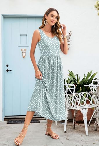 Image of WNEEDU Women's Summer Maxi Dress Casual Sleeveless Sundress