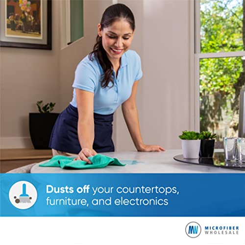 Mw Pro Microfiber Cleaning Cloths (12 Pack) | Size 16" X 16"| All Purpose Microfiber Towels - Clean, Dust, Polish, Scrub, Absorbent (Gray) #TOP4