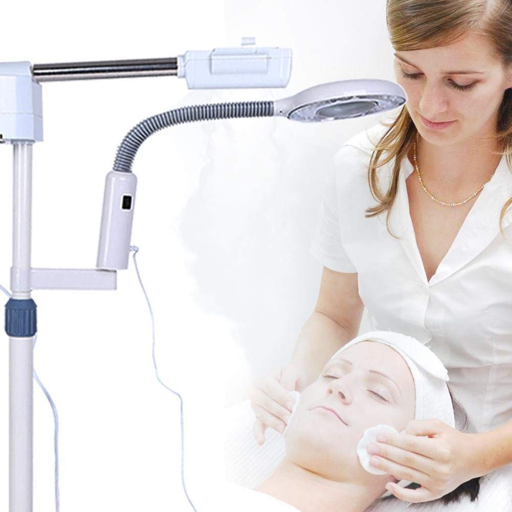 2-in-1 Gesichtssauna mit LED-Beleuchtung, Dampfzerstäuber, Vergrößerungsspiegel, Warmnebel-Luftbefeuchter für Thermal Spa und Hautpflege, inkl. Stativ