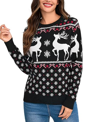 Litherday Weihnachtspullover Damen Christmas Sweater Winter...