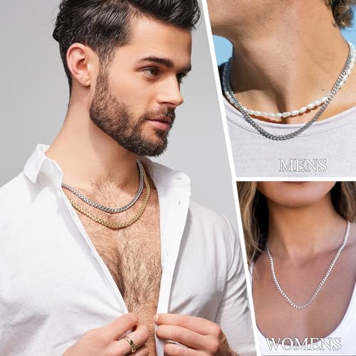 Avotto S925 Sterling Silver 3mm/5mm Thick Cuban Chain for Men Sturdy Mens Silver Gold Chain Non-Fading Cuban Chain Necklace Valentine Jewelry Gifts for Him 16/18/20/22/24/26/28 Inch4