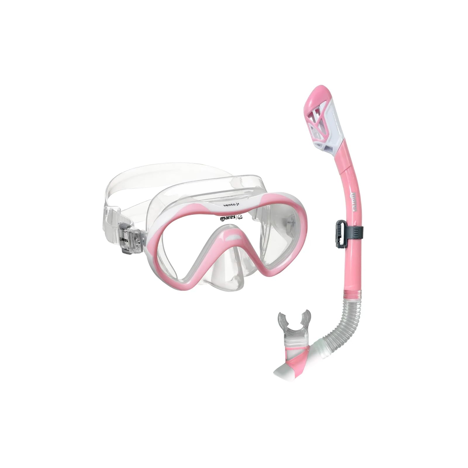 Mares Junior Combo Vento Jr Dry 411820 Ensemble d'équipement de plongée avec tuba, masque en silicone à lentille unique et tuba flexible pour enfants de 8 à 14 ans