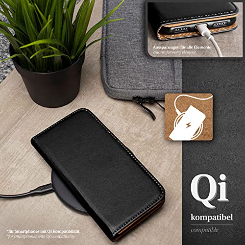 Funda libro iPhone 8 de cuero vegano moex negro intenso con tarjetero 7