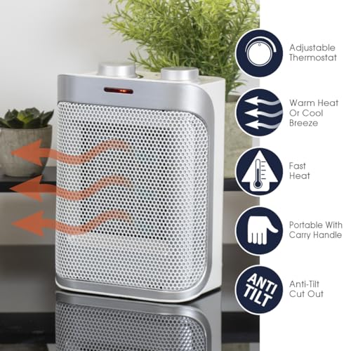 Spear & Jackson 38355 Ceramic PTC Heater / 2 Heat Settings 750W 1500W / Portable & Energy Efficient with Cool Air Function - Image 2