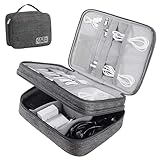 【2025年最新】トラベルポーチ ガジェットポーチ 撥水 仕切り 収納ポーチ 軽量ポータブル収納袋 モバイル収納ケース 小物入れ 整理 モバイルアクセサリー収納ケース 旅行 出張 収納 小物入れ(グレー)