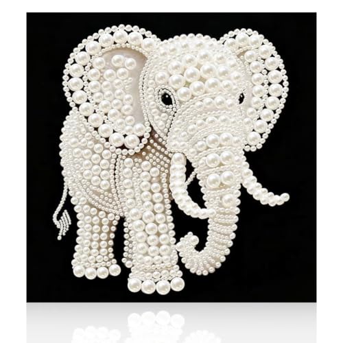 Image of HASTHIP 5D Elephant Pearl Diamond Painting Kit 11.8 X 11.8 in Wall Art