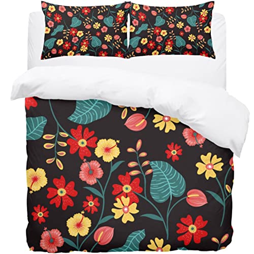 Parure de lit simple motif floral avec housse de couette pour chambre cocooning - 2