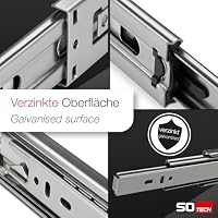 1 Paar Vollauszüge KV2-35-H45-L450-SE mit Selbsteinzug Länge 450 mm Höhe 45 mm Schubladen Führung belastbar bis 35 Kg von SOTECH dem Spezialist für Schubladenführungen – Ansicht 3