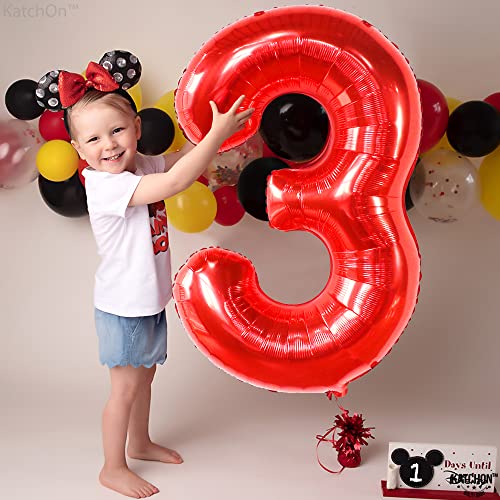 Image of KatchOn Red Number 3 Balloon 40 Inch, 3 Birthday Decorations