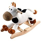 Happy Trails Plush Rocking Animal Connie Cow, White/Brown