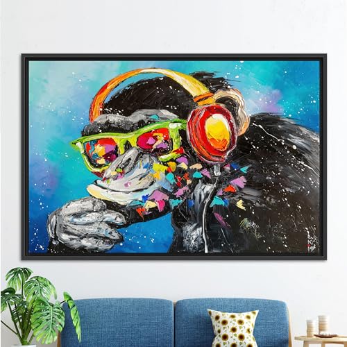 Toile DJ Monkey sans Cadre Impression d'Art Animalier Format 50x70cm - 4