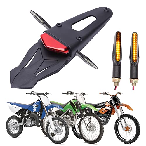 JMTBNO Fanale Posteriore Moto Frecce Moto a Stop LED Luce per Parafango con Indicatori di Direzione con Staffa Universale per Dirt Bike Motocross Trail Enduro Off-road