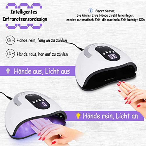 120W Nagellampe, UV LED Nageltrockner für Gelnägel, mit 10/30/60/99s Timer Einstellungen Infrarot Sensor LCD Display… – Bild 5