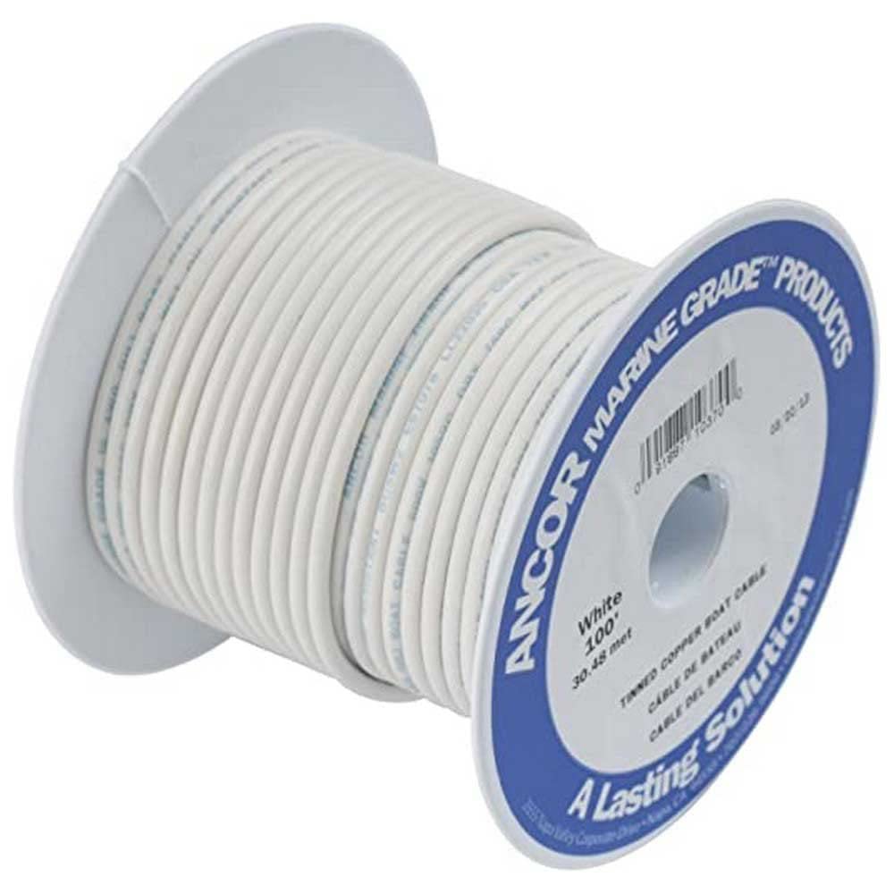 Ancor Marine Grade Primary Wire and Battery Cable (White, 100 Feet, 18 AWG)