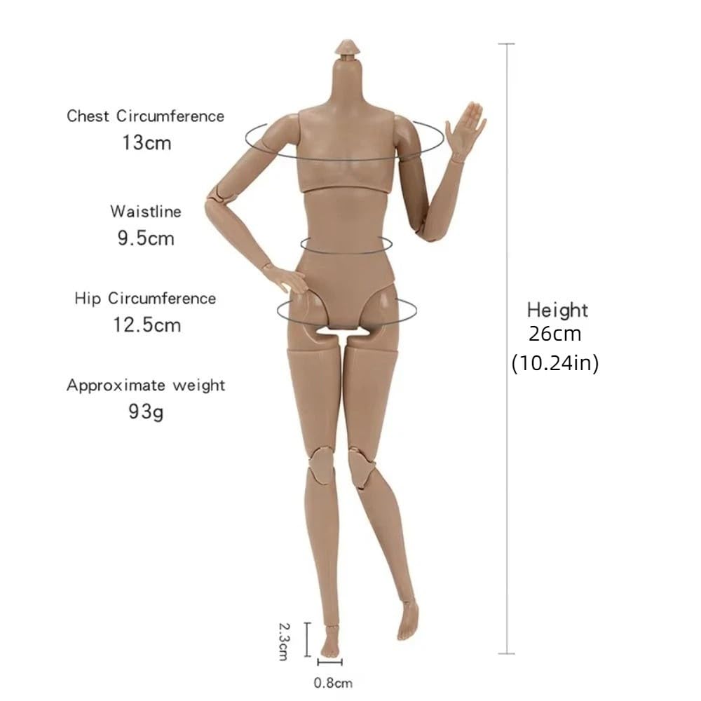 Bambola BJD 26 cm corpo muscoloso nuda bianco normale nero accessori per esercizi articolari