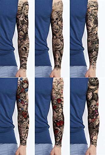Pinone Full Arm Temporary Tattoo For Man Women L19“Xw7”(12 Sheets) #TOP5