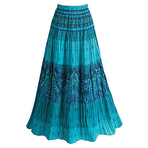 CATALOG CLASSICS Womens Peasant Skirt Boho Skirts for Women Long Tiered Skirt