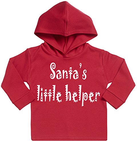 SR - Santas Little Helper Baby Hoodie - Baby Boy Hoodie - Baby Girl Hoodie - Baby Gift - Baby Hooded Sweatshirt - 1-2 Years Red