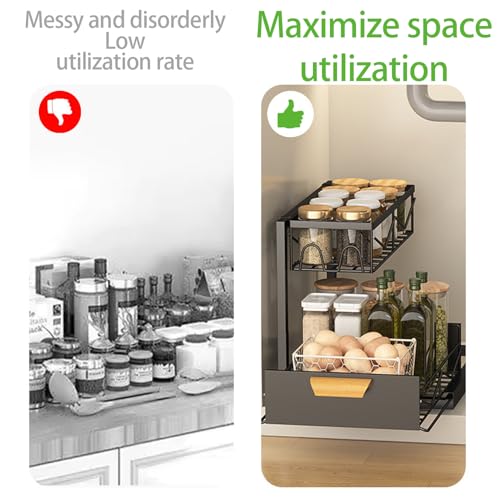 Axaron 2 Pack Organizador Bajo Fregadero, 2 Niveles, Estante Extraíble en Forma de L, Multiuso para Gabinetes de Cocina y Baño, Negro miniatura 3