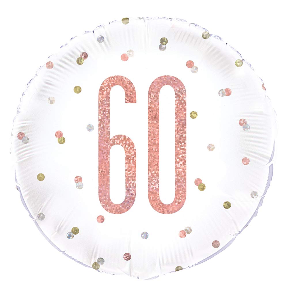Dazzling Rose Gold 60th Birthday Glitz Round Foil Balloon (45cm) - Perfect for Birthday, Annivesaries & Memorable Celebrations - 1 Pc