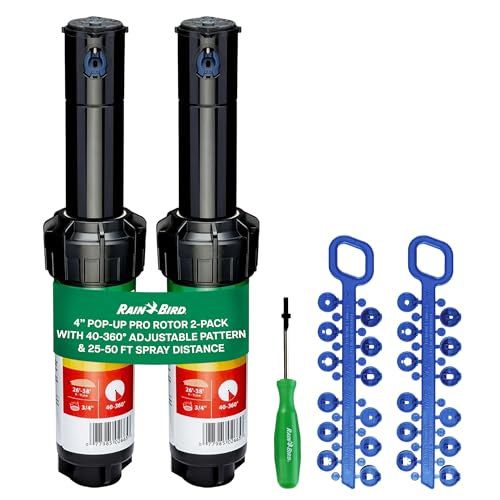 Rain Bird 5000 Rotor with Nozzle Tree 2 Pack (5000RCTREE) + Rotor Screwdriver Tool (CPRTOOL) - 3/4 inch Inlet for Water Efficient 4 inch Pop Up, Adjustable 40 - 360 Degree Arc & 25 - 50 ft Radius
