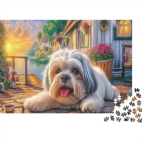 Rompecabezas de Shih Tzu con paisaje vibrante de 1000 piezas para decorar tu hogar