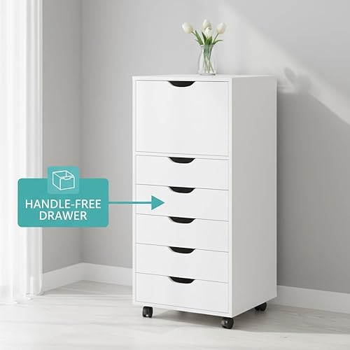 Miniatura 194 de Naomi Home Cómoda de 5 cajones para dormitorio, alta y elegante, con ruedas y estantes de almacenamiento, pequeña para guardarropa, para maquillaje,