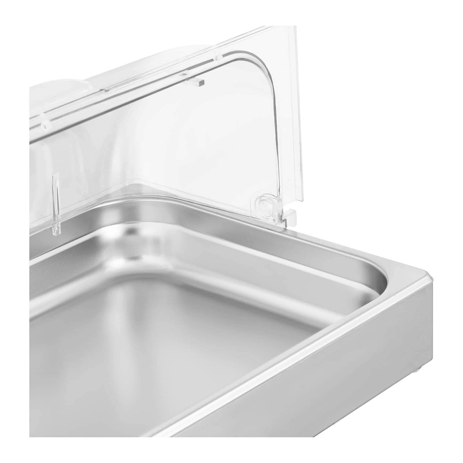 Royal Catering RCCD-RC-01 Expositor para buffet GN 1/1 Acero inoxidable con cubierta Bandeja de servicio Bandeja de buffet Fuente para catering