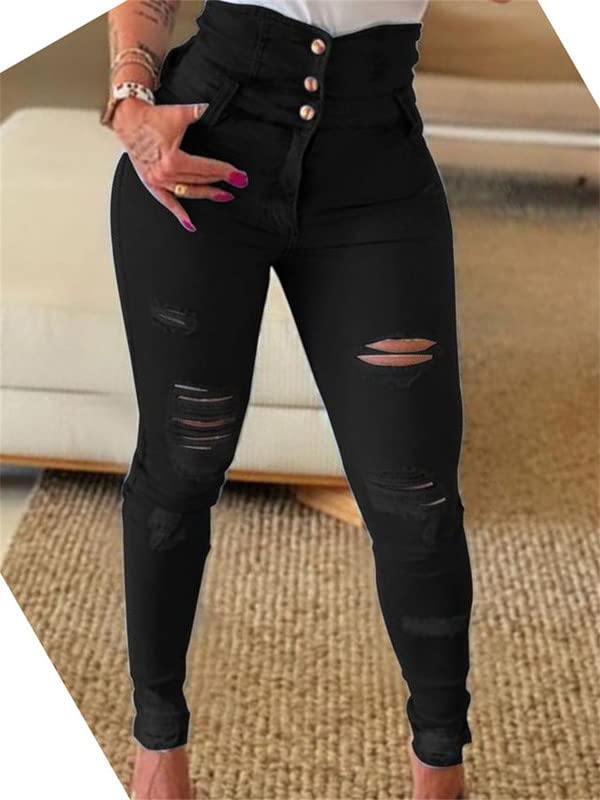 Andongnywell Women Button High Waist Skinny Jeans Colombian Design Butt Lift Jeans Plus Size Stretch High Rise Skinnys3