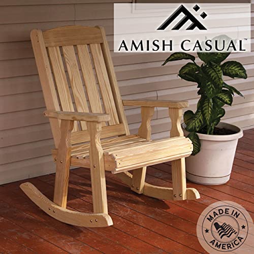 Image of Amish Heavy Duty 600 Lb Mission Pressure Treated Rocking Chair (Unfinished)