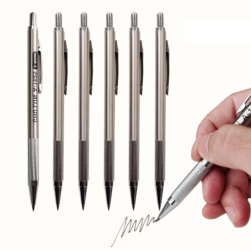 Ołówki 2,0 mm Metalowe ołówki mechaniczne Ołówki automatyczne 2B HB Wymienny wkład Ołówki automatyczne artystyczne (1 szt. ołówków) (2 szt. szarych 2b)