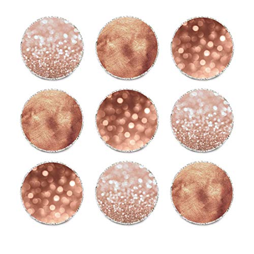 Andaz Press Glitzy Faux Rose Gold Glitter Milestone Chocolate Drop Labels Trio, Graphic Designs, 240-Pack, Not Real Glitter, Fits Kisses Party Favors Colored Baby Shower Supplies
