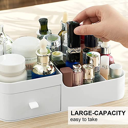 Image of Amazon Brand - Umi -1 Pc Makeup Organiser Cosmetic Storage Box with Drawer Plastic Case Holder for Home,Dressing Table,Nail Polish,Brushes,Skincare,Lotions,Perfumes(Color-White,Abs Plastic),Inside