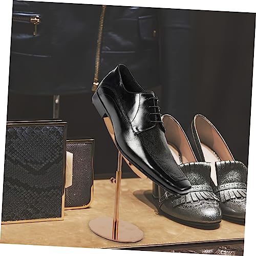 Expositor de zapatos en acero inoxidable oro rosa de diseño elegante para tiendas exclusivas 7
