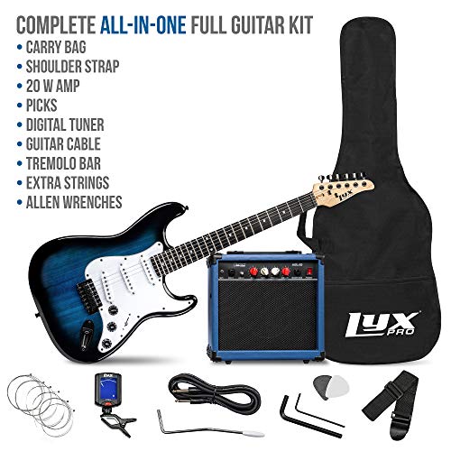 image for LyxPro 39 inch Electric Guitar Kit Bundle with 20w Amplifier, All Acce