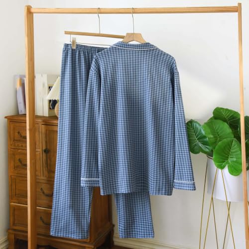 Aswuknt Men's Pajamas Set Plaid Thermal Long Sleeve Button Down Sleepwear - image 8